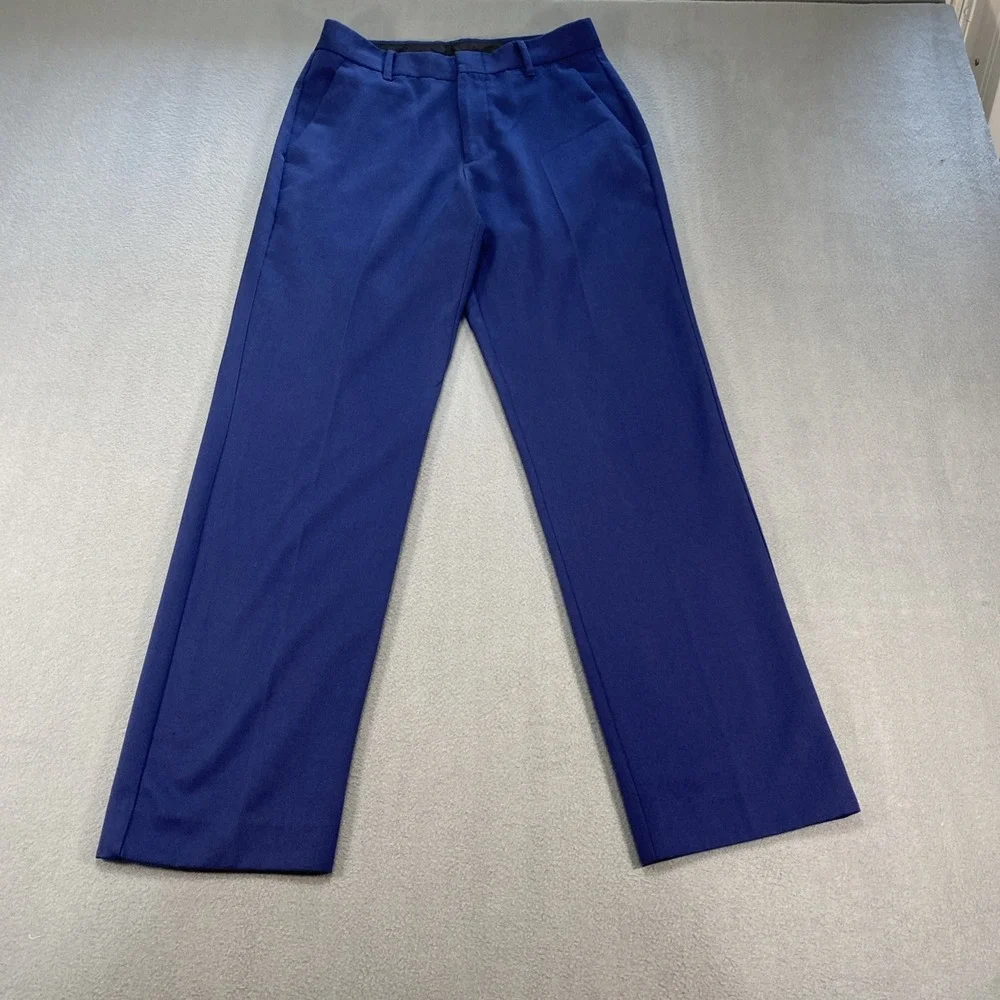 Calvin Klein Boys 14 Dress Suit Blue Blazer With Flat Front Pants Slash Pockets
